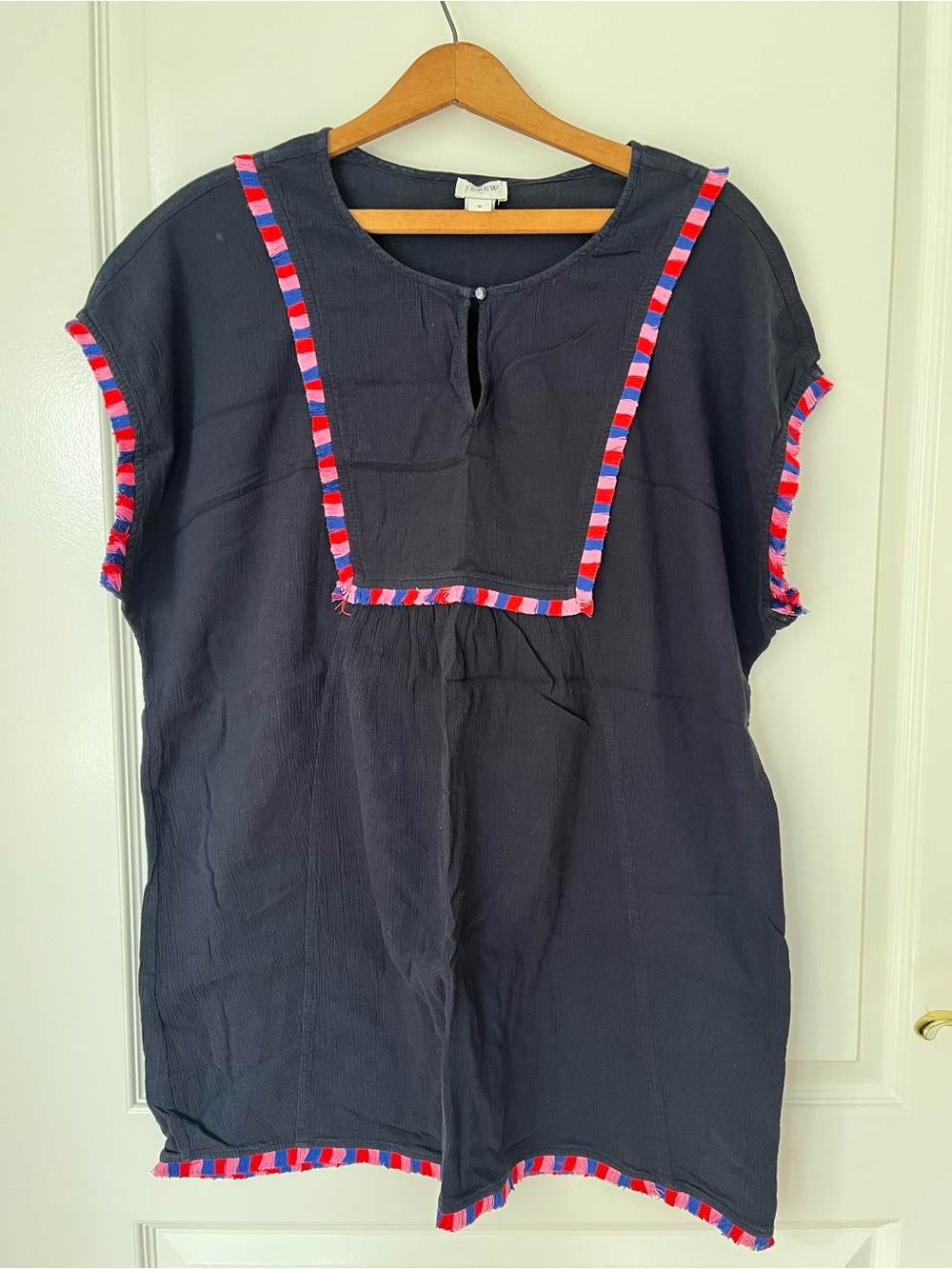 J. Crew Navy Tunic with Red & Pink Trim